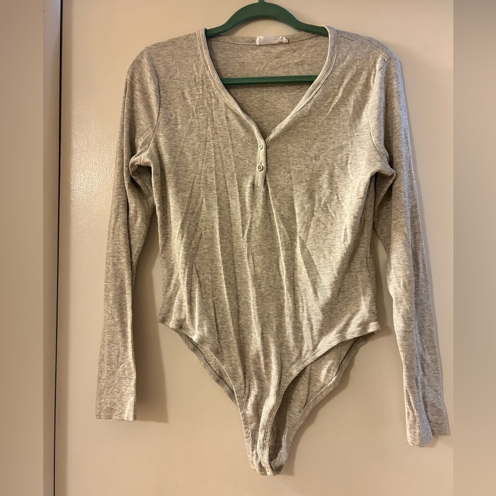 Primark Light Gray Ribbed Bodysuit